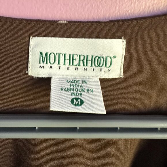 motherhood maternity brown polkadot sleeveless v neck midi dress - Picture 4 of 4